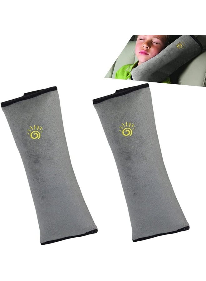 COFFLED Gray Seat Belt Pillow for Kids 2PC, Seatbelt Pillow for Child Travel, Seat Belt Pillow for Toddler Head Protector, Shoulder Pad for Car Safety Seatbelt, Car Sleeping Seat Belt Pillow Support - Image 1